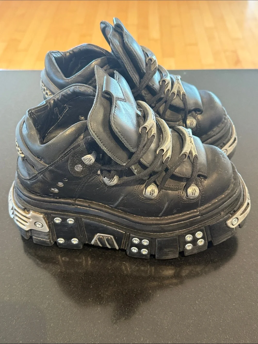 New Rock Black Platforms with Silver Hardware